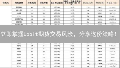 立即掌握Upbit期货交易风险，分享这份策略！